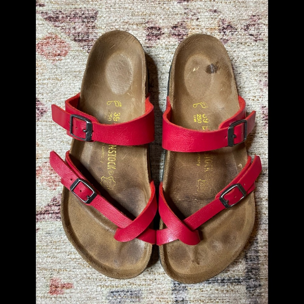 Birkenstock red sandals